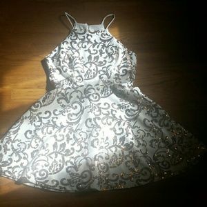 White Rose Gold Sequin Dress